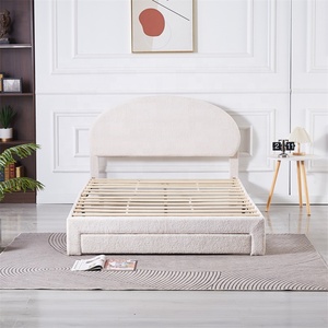 Modern Italian Minimalist Curved Upholstered <strong>Bed</strong> with Drawer Storage, Plush Velvet Headboard Platform <strong>Bed</strong> for Queen/King Bedroom - Product Image 3