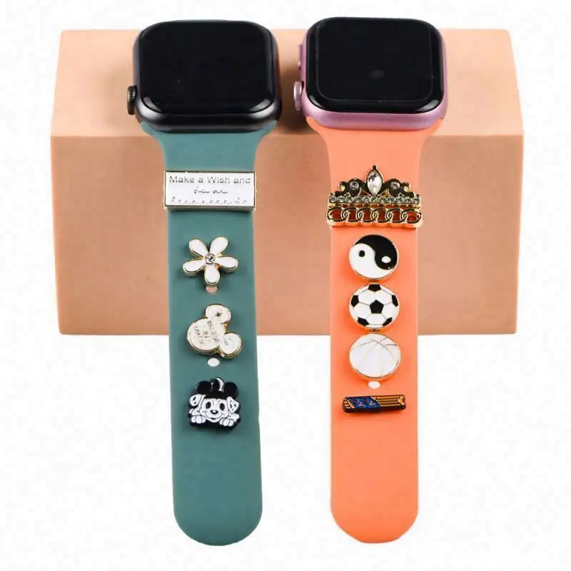 2022 New Silicone Strap decoration charms For Apple Watch Band Sport Bracelet For Iwatch Series 7 6 5 4 3 Se Band decoration