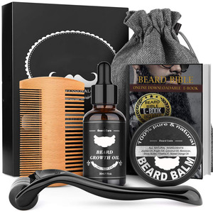 Set de Herramientas para el Cuidado de la Barba para Hombre, Rodillo para Barba 5 en 1, Aceite Orgánico Hidratante para el Crecimiento, Navaja de Afeitar, Peine, Cera y Bálsamo - Product Image 4