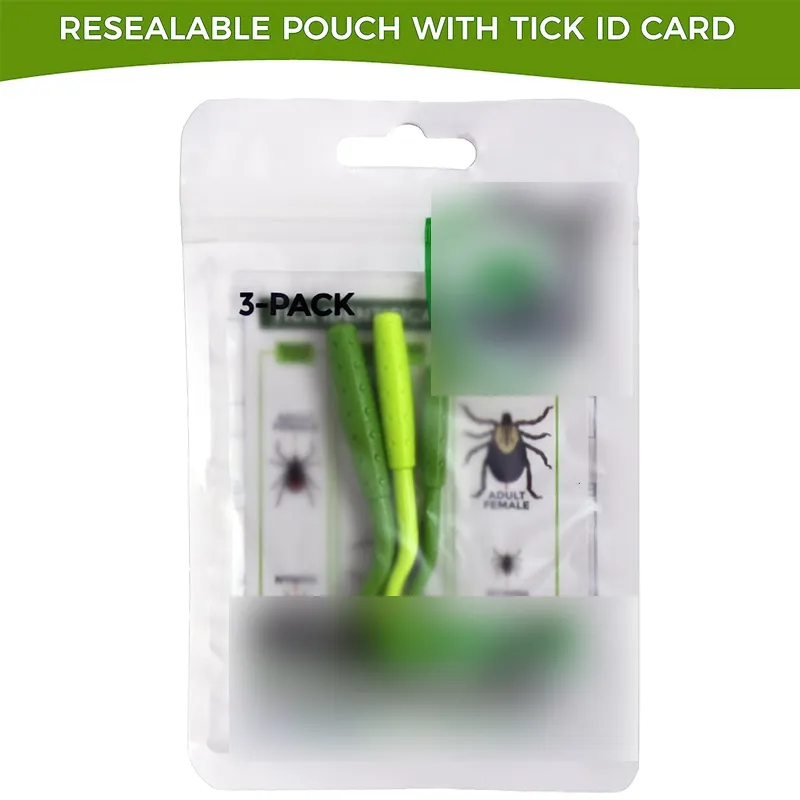 TickCheck Tick Remover Value 3 Pack Herramientas para quitar garrapatas Tarjeta de identificación de garrapatas para humanos Perros y gatos 1 Juego