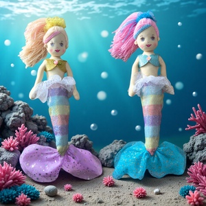 Fantasy mềm sang trọng Nàng Tiên Cá công chúa búp bê nhiều màu nhồi bông nhỏ tự làm biển & cát mô hình đồ chơi với quần áo cô gái Quà Tặng lứa tuổi 2-14 + - Product Image 1