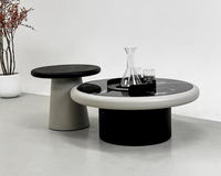 Table basse en bois italien avec plateau en dalle de roche, style moderne, luxe léger, ronde, simple, pour salon, meubles de maison