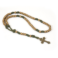 Collier de chapelet catholique en paracorde vert chrétien fait à la main pour hommes avec des perles CCB en bronze antique de 10 mm