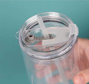 Fashionable 20oz <b>Plastic</b> Double Wall Tumbler with <b>Straw</b> Handle for Breakfast Juice Morning <b>Drink</b> - Product Image 6
