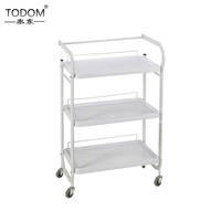 Chariot de Salon de Beauté et Spa en Plastique Blanc, Prix Usine, OEM ODM, Capacité de Charge 45KG, Usage Commercial Hôtel et Salle de Sport