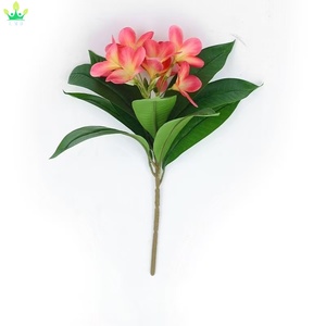 Fleur artificielle de <span class=keywords><strong>Plumeria</strong></span> avec feuilles, tige unique, toucher réaliste, pour la décoration de la maison, des fêtes, des mariages, des vases, des tables, des bureaux et des cafés - Product Image 4