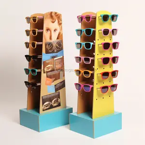 Double Side Printing Floor Standing Newest Popular Shop Cardboard Sun Glasses Display Stand Rack