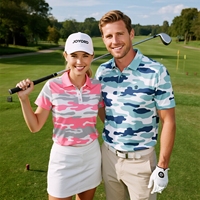 Polos de Golf Personalizados con Pantalones de Botones para Hombre, Camisetas de Voleibol y Pádel, Polo Floral con Pantalones Cortos de Golf y Gorra