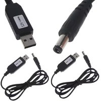 Kabel USB Power Line 5V ke 9V/12V Modul Konverter Step-Up Adaptor Kabel Router 5.5x2.1mm X2.5 Plug