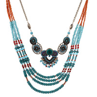 Lourd Boho Ronde Turquoise Perles Multi Brins Collier Afghan Tribal Exotique Style Ethnique Inde Bohème Bijoux Colliers Ensemble