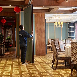 Modern Acoustic Folding <strong>Partition</strong> <strong>Wall</strong> Removable <strong>MDF</strong> Sliding <strong>Wall</strong> Panels for Office Gym Melamine Material for School Villa - Product Image 5