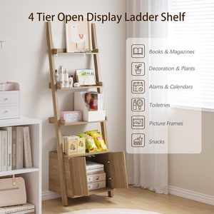 Estantería Moderna Inclinada de <span class=keywords><strong>Madera</strong></span> Maciza, <span class=keywords><strong>Escalera</strong></span> para Libros, Mueble de Almacenamiento Acanalado, Soporte Triangular Estable, Diseño Antideslizante para - Product Image 4