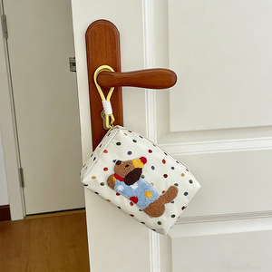 Bolsa de maquillaje Polka Dot Puppy, estuche de cosméticos de gran capacidad para viajes y uso diario - Product Image 2