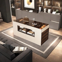 Système de garde-robe de plain-pied de luxe vestiaire moderne personnalisé avec îlot modulaire vitrine à bijoux en bois pour chambre à coucher de villa