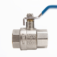 Robinet à bille en laiton forgé CW724R CW510L 1/2" 3/4" 1" PN25 à débit plein avec poignée rouge/bleue