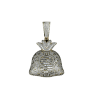 Collier pendentif dollar hip hop de qualité vente en gros Chaîne de sac d'argent en alliage de qualité Pendentif en or européen en forme de lune plaqué or