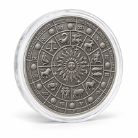 Pièce de monnaie zodiacale occidentale 2026, impression couleur, art populaire Soleil-Lune, plaquée fer avec étui
