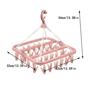 32 <b>Clips</b> Folding Clothes Dryer Hanger Windproof Socks Underwear Drying Rack Household Children <b>Adults</b> Storage Laundry Rack - Product Image 2