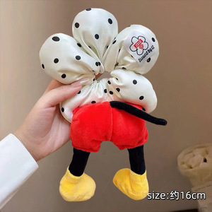 Élastique à cheveux en tissu fait main, motif à pois ondulés et fleurs, en éponge, pour <span class=keywords><strong>femme</strong></span>, style jupe évasée, accessoire de coiffure amusant et mignon - Product Image 6