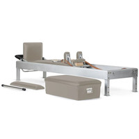 Reformer de Pilates Clásico Comercial Plegable de Lujo, Reformer de Pilates Clásico de Aluminio con Correas de Cuero