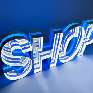 Enseigne lumineuse LED personnalisée en lettres miroir infini, lettres lumineuses 3D, enseigne néon miroir abyssal pour magasin, entreprise, bar - Product Image 2