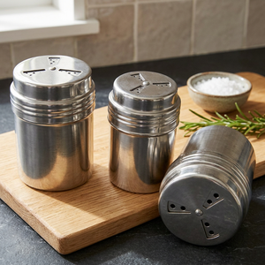 Elegant Classic Glossy Round Stainless Steel Eco-Friendly <b>Salt</b> and Pepper <b>Shaker</b> Set for Kitchen Restaurant Home Party Use - Product Image 2
