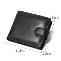 Dompet Kulit Asli Pria Model Pendek Fashion Anti Maling RFID, Penutup Ritsleting dan Hasp, Anti Magnetik, Penjepit Uang Koin