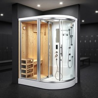 Vente directe usine : Cabine de douche hammam électrique moderne en bois massif avec porte coulissante, idéale pour chambre et villa