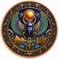 1 ons Koin Tembaga Murni .999 Koin Mesir Kuno 3D Relief Tinggi dengan Lapisan Cat UV untuk Kolektor Koin Anubis Koin Sphinx