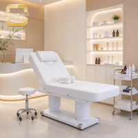 Table de Cosmétologie Blanche avec Appui-tête Amovible et Supports Latéraux pour Studio de Tatouage et Extensions de Cils