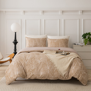 Hot-Selling 200TC Polyester Bett bezug Set Hawaiian Style Tropical Plant Print Große Baum blätter Gewebte Technik <span class=keywords><strong>3</strong></span> Stück für zu Hause - Product Image 2