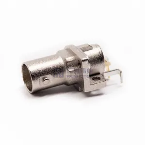 Conector coaxial BNC Ángulo recto Hembra Pin Montaje en panel Agujero pasante 75 Ohm