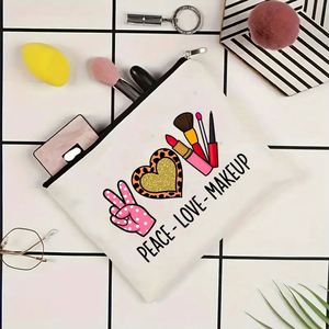 Cross-border Hot New Letter Printing Canvas Zipper Closure High-value Large Capacity Modern Student <b>Storage</b> Cosmetic Pencil Bag - Product Image 4