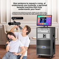 Haut-parleur d'extérieur en bois pour karaoké, danse carrée, audio domestique, sélection de chansons KTV, écran d'affichage, connexion Wi-Fi, amplificateur