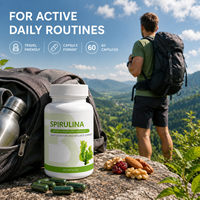 Capsules de spiruline à formule personnalisée, à base de plantes, supplément nutritionnel quotidien en flacon, fournisseur OEM ODM, marque privée