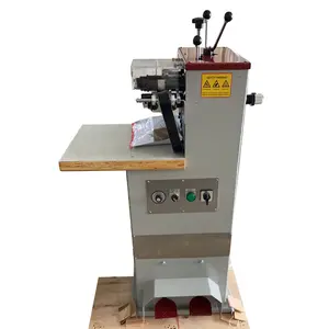 Leather belt double edge cutting trimming attaching press machine