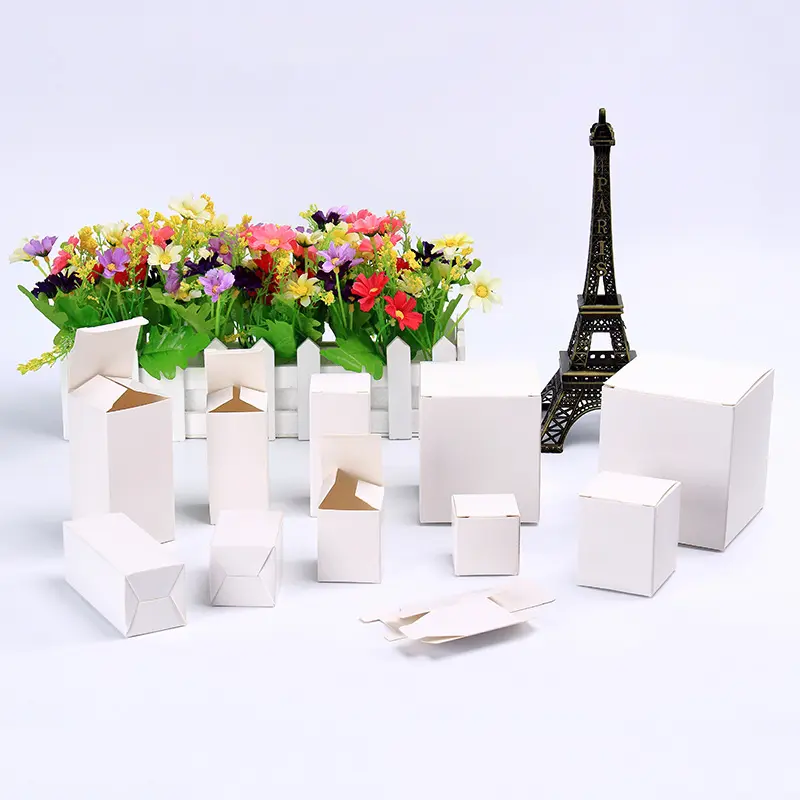 Kunden spezifische Produkt verpackung Kleine weiße Schachtel verpackung, einfache weiße Papier box, weiße Papp kosmetik box