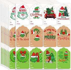 Autocollants cadeaux rectangulaires en papier autocollant de Noël, étiquettes nominatives, Père Noël, bonhommes de neige, cloches pour la <span class=keywords><strong>d</strong></span>écoration des cadeaux de Noël - Product Image 4