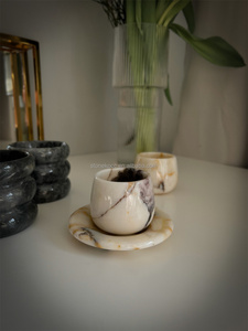 STONEKOCC Juego de Tazas y Bandeja de Mármol Natural Calacatta <span class=keywords><strong>Viola</strong></span> Glod, Taza Pequeña para Café, Té y Espresso, Diseño Minimalista - Product Image 1