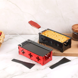 Ensemble de plaque de cuisson antiadhésive portable avec poignée en bois, outil de grillade pour la cuisine à domicile avec spatule, raclette à fromage - Product Image 1