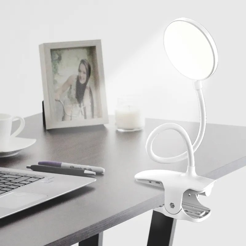 USB Rechargeable LED Touch 3 Modes Clip Desk Lamp Eye Protection Table Lamp