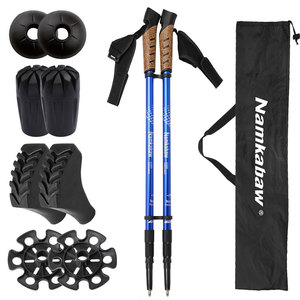Bâtons de randonnée Namkabaw en aluminium, télescopiques et réglables, avec accessoires pour la marche en plein air - Product Image 2