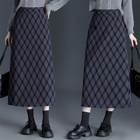 Jupes pour femmes à motif écossais, coupe trapèze, taille haute, longueur cheville, avec ceinture, style preppy, vente en gros, Chine