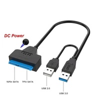 Cable USB 3.0/2.0 de 2.5/3.5 Pulgadas a 22 Pines, Adaptador Convertidor para Disco Duro SDD/HDD SATA de 2.5/3.5 Pulgadas con Alimentación CC