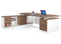 Tavolo da Ufficio e Scuola a Forma di L in Legno Nero, Design Moderno, Durevole e di Alta Qualità