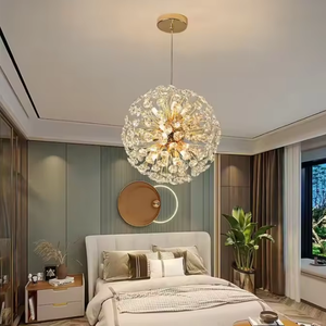 Lustre de plafond de luxe en cristal réglable en hauteur, chromé, pour salon, modèle Dandelion, en promotion - Product Image 2