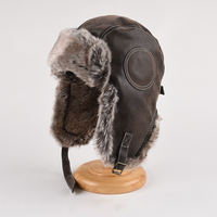Gorro Ushanka de Invierno, Estilo Aviador, de Lana, Grueso, de Cuero, para Clima Frío, para Escalar
