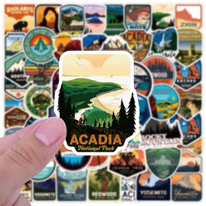 Paquete de 50 Pegatinas Recortadas de Parques Nacionales, Pegatinas Decorativas Impermeables para Laptop, Estilo Graffiti - Product Image 3