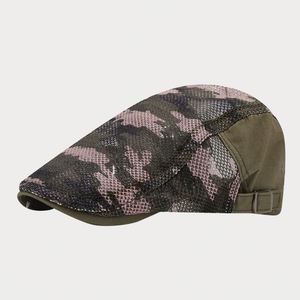 New <b>Summer</b> Camo Mesh <b>Flat</b> Top Ivy Hat Outdoor Breathable Mesh Men Women Camouflage Fashion Casual Beret Hat - Product Image 6