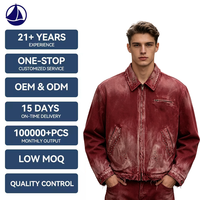 Blouson Bomber Vintage Homme Personnalisé Effet Délavé avec Rivets – OEM/ODM Accepté – Toile Écologique en Mélange Coton-Polyester Lourd